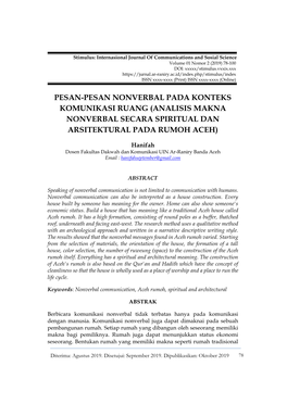 Analisis Makna Nonverbal Secara Spiritual Dan Arsitektural Pada Rumoh Aceh)