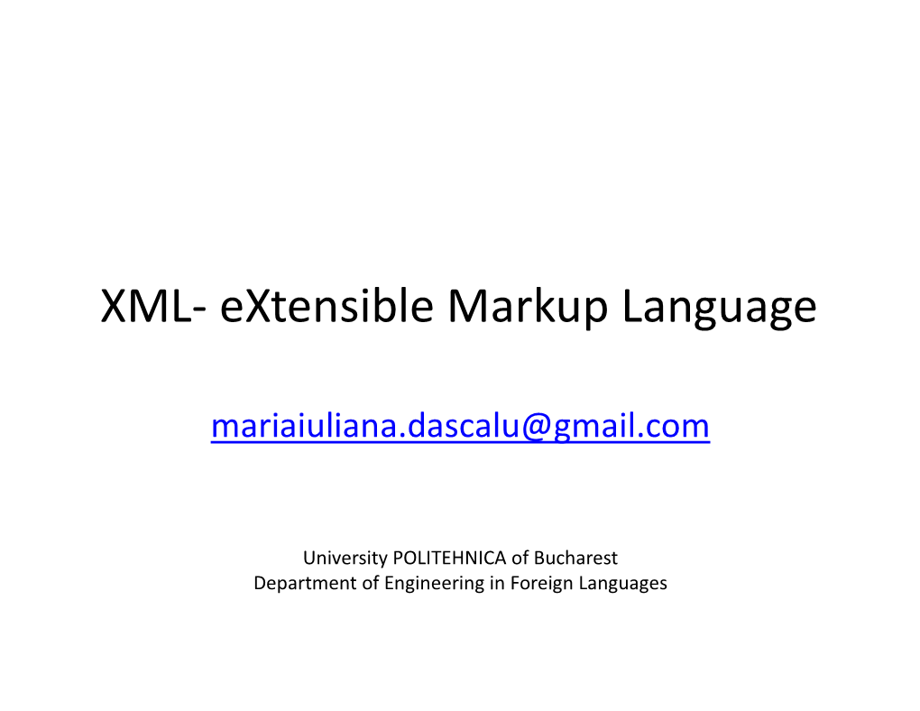 XML- Extensible Markup Language