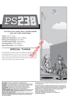 PS238 Roleplaying Game Printed in the Canada