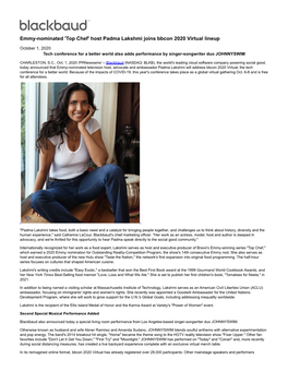 Emmy-Nominated 'Top Chef' Host Padma Lakshmi Joins Bbcon 2020 Virtual Lineup