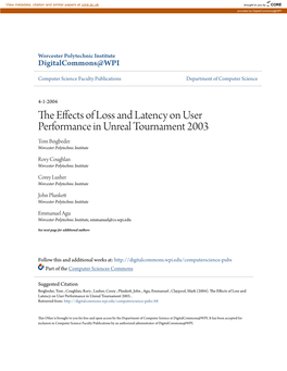 The Effects of Loss and Latency on User Performance in Unreal Tournament 2003
