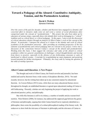 Toward a Pedagogy of the Absurd: Constitutive Ambiguity, Tension, and the Postmodern Academy