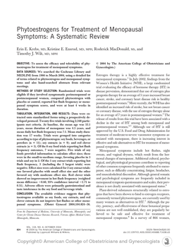 Phytoestrogens for Treatment of Menopausal Symptoms: a Systematic Review