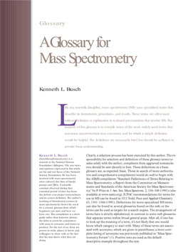 A Glossary for Mass Spectrometry