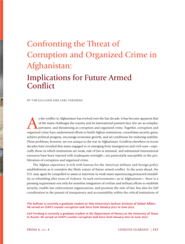 Confronting the Threat of Corruption and Organized Crime in Afghanistan: Implications for Future Armed Conﬂict