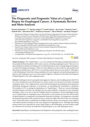 The Diagnostic and Prognostic Value of a Liquid Biopsy for Esophageal Cancer: a Systematic Review and Meta-Analysis