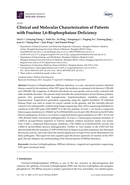 Clinical and Molecular Characterization of Patients with Fructose 1,6-Bisphosphatase Deficiency