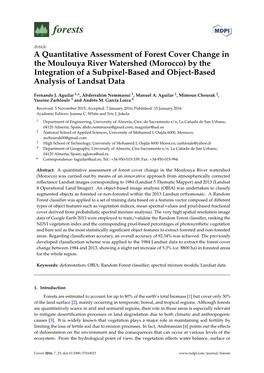 A Quantitative Assessment of Forest Cover Change in the Moulouya River Watershed