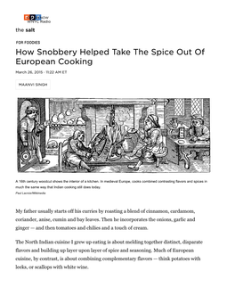 How Snobbery Helped Take the Spice out of European Cooking