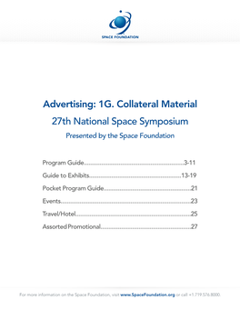 1G. Collateral Material 27Th National Space Symposium Presented by the Space Foundation
