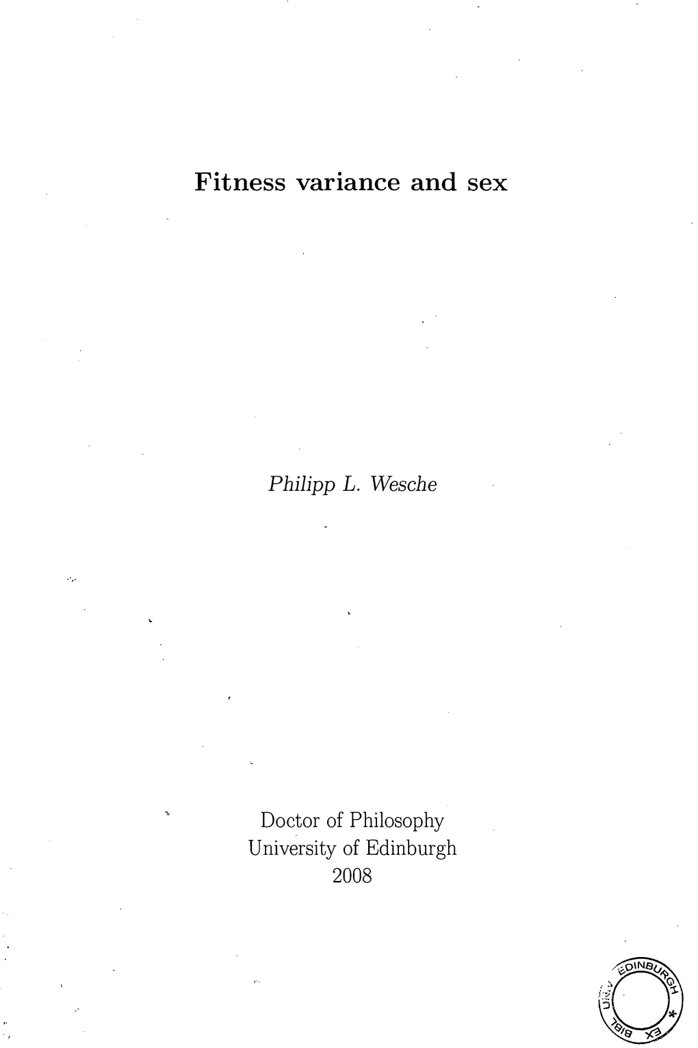 Fitness Variance and Sex