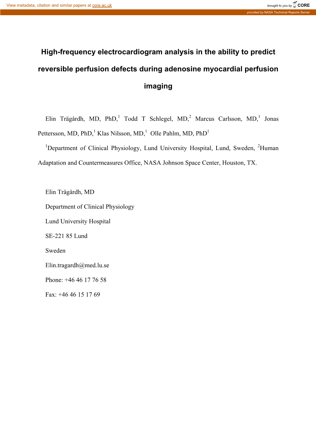 High-Frequency Electrocardiogram Analysis in the Ability to Predict