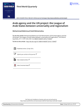 The League of Arab States Between Universality and Regionalism