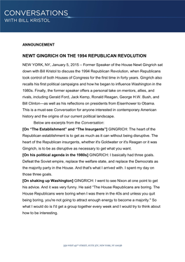 Newt Gingrich on the 1994 Republican Revolution