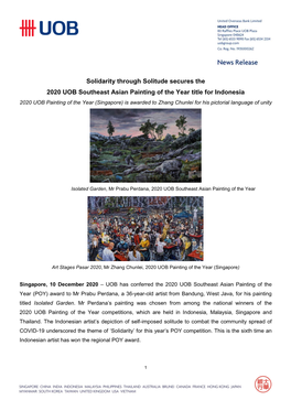 Solidarity Through Solitude Secures the 2020 UOB Southeast Asian