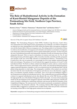 The Role of Hydrothermal Activity in the Formation of Karst-Hosted Manganese Deposits of the Postmasburg Mn Field, Northern Cape Province, South Africa