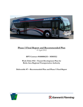 Phase I Final Report and Recommended Plan 19 April 2012