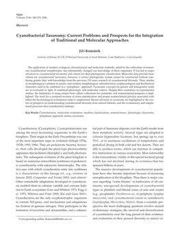 Cyanobacterial Taxonomy: Current Problems and Prospects for the Integration of Traditional and Molecular Approaches