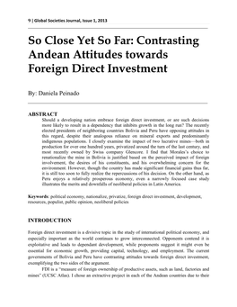 Contrasting Andean Attitudes Towards Foreign Direct Investment