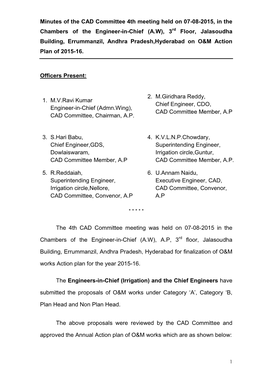 Minutes of the 4Th CAD Committee Meeting