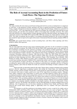 The Role of Accrual Accounting Basis in the Prediction of Future Cash Flows: the Nigerian Evidence