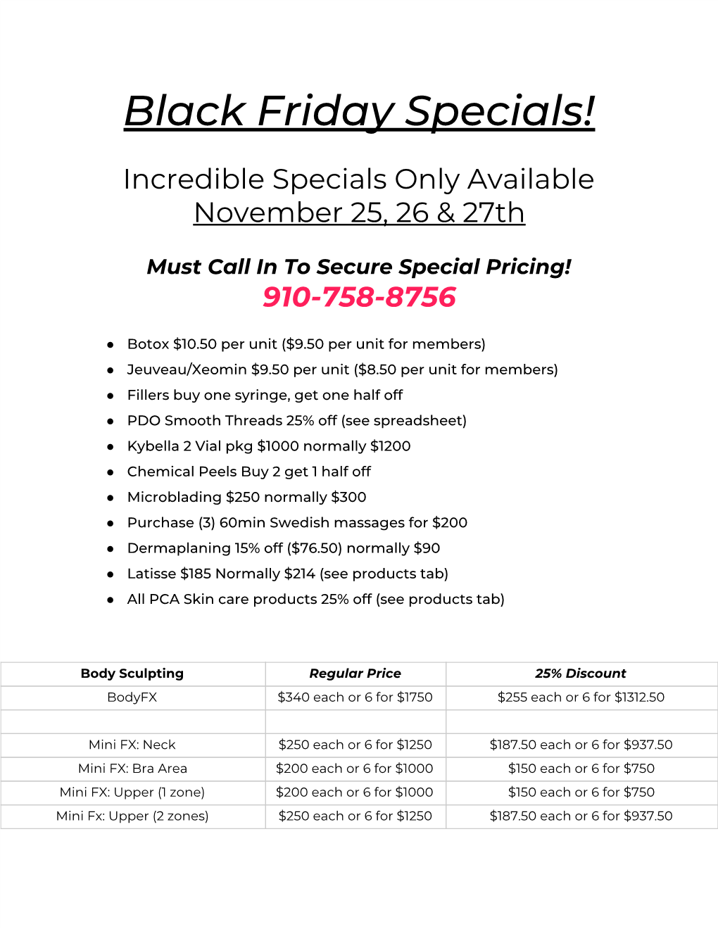 Black Friday Specials!