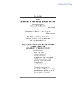 Brief of Respondent for Fisher V. University of Texas at Austin; 11-345