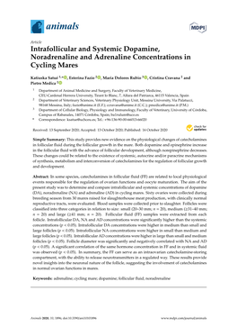 Intrafollicular and Systemic Dopamine, Noradrenaline and Adrenaline Concentrations in Cycling Mares