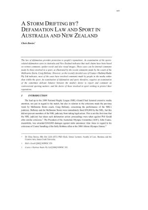 Defamation Law and Sport in Australia and New Zealand