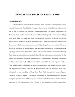 Fungal Database in Tamil Nadu