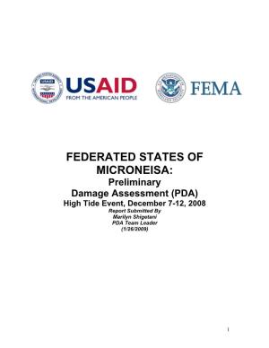 FEDERATED STATES of MICRONESIA: Preliminary Damage Assessment
