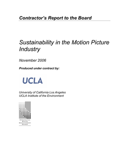 Sustainability in the Motion Picture Industry