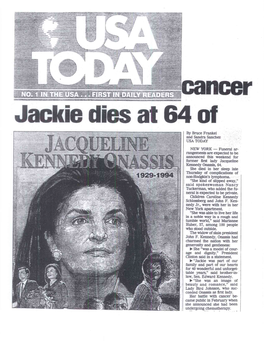 Jackie Dies at 64 Of