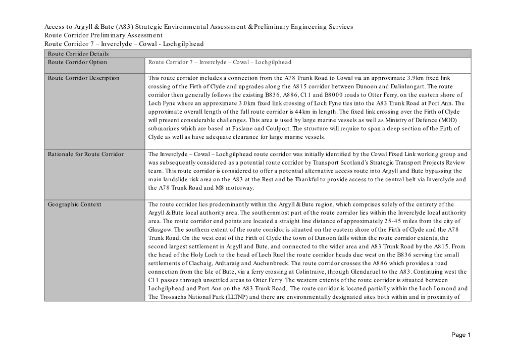 View Preliminary Assessment Report Appendix D Assessment Summary