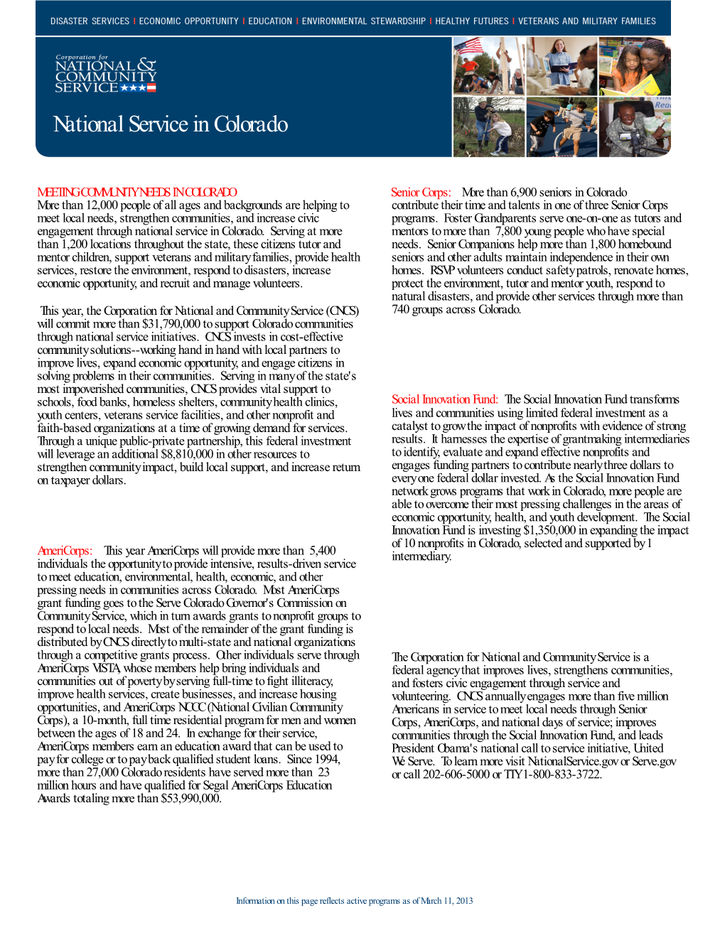 National Service in Colorado
