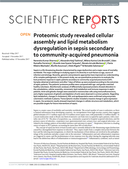 Proteomic Study Revealed Cellular Assembly and Lipid Metabolism