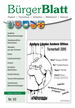 Bürgerblatt Nr. 03 Vom Freitag, 16. Januar 2015