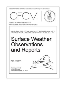 Federal Meteorological Handbook Number 1: Surface Weather Observations and Reports