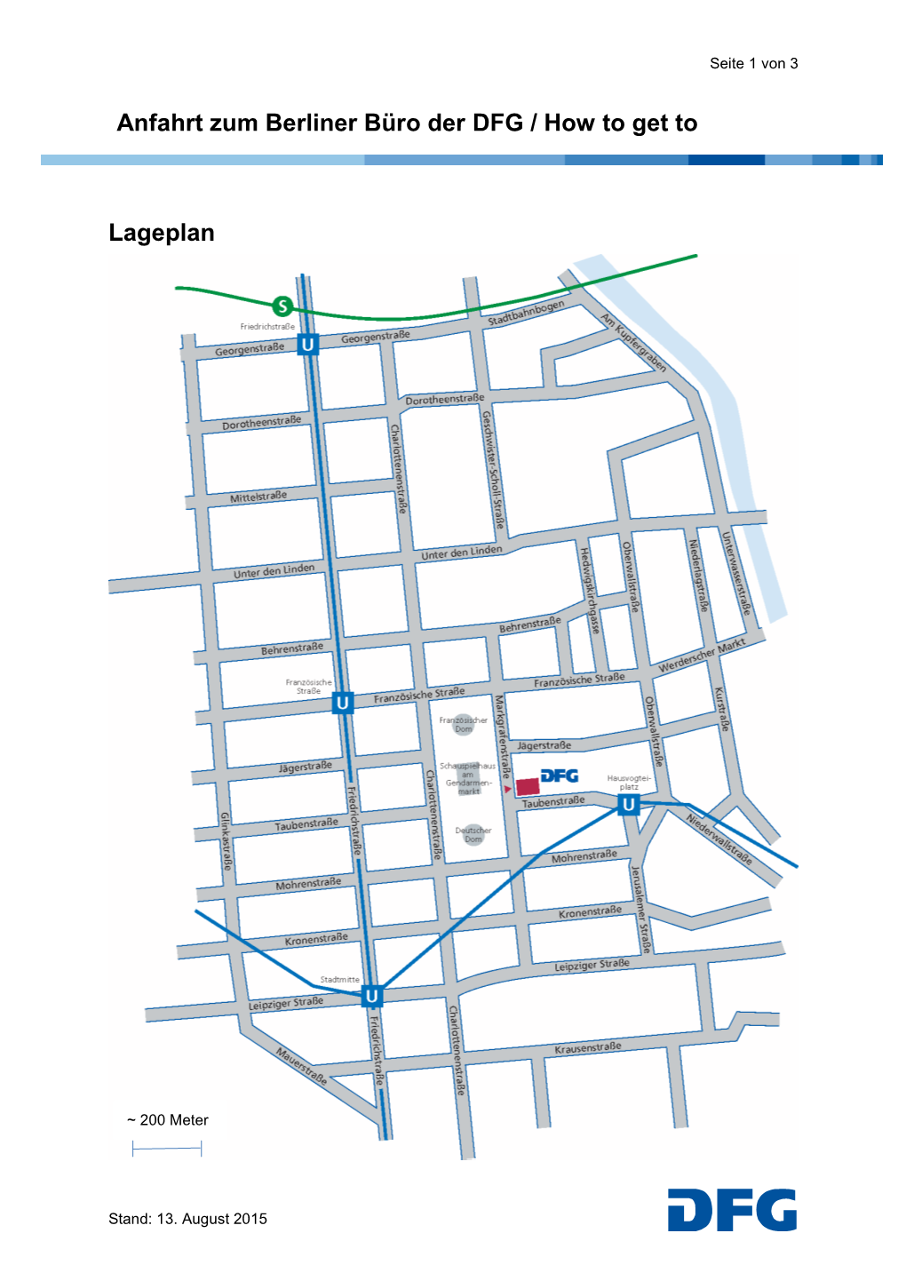 Anfahrt Zum Berliner Büro Der DFG / How to Get to the DFG Berlin Office