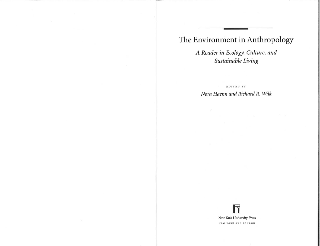 The Environment in Anthropology a Reader in Ecology, Culture, and Sustainable Living