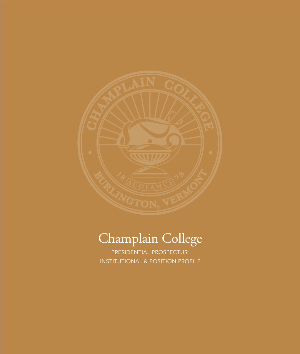 Champlain College Presidential Prospectus: Institutional & Position Profile