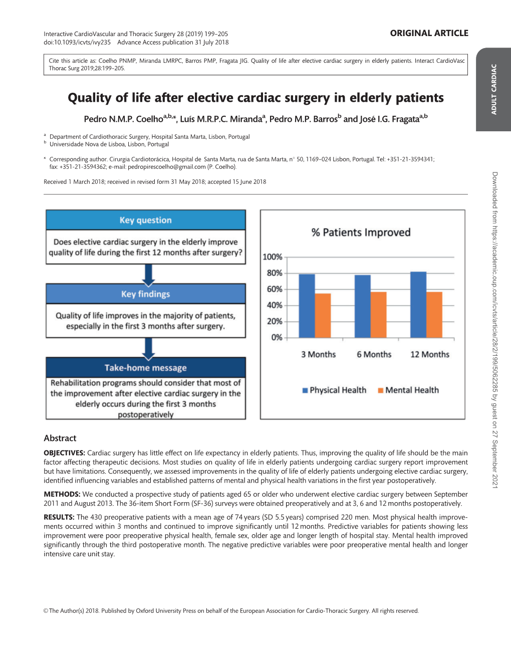 Quality of Life After Elective Cardiac Surgery in Elderly Patients