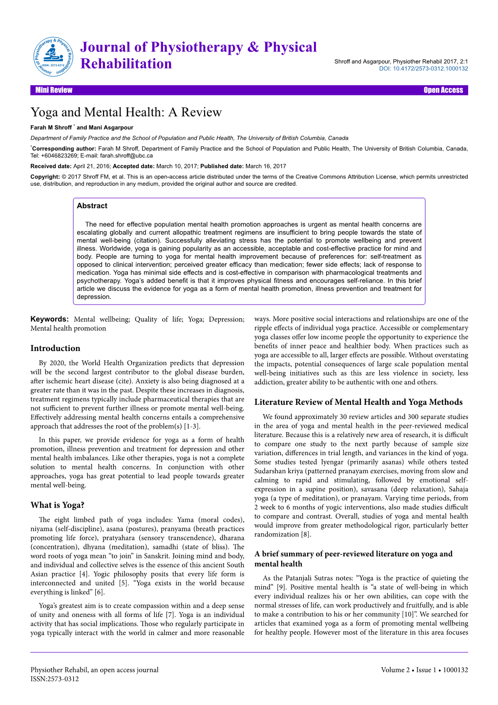 Yoga and Mental Health