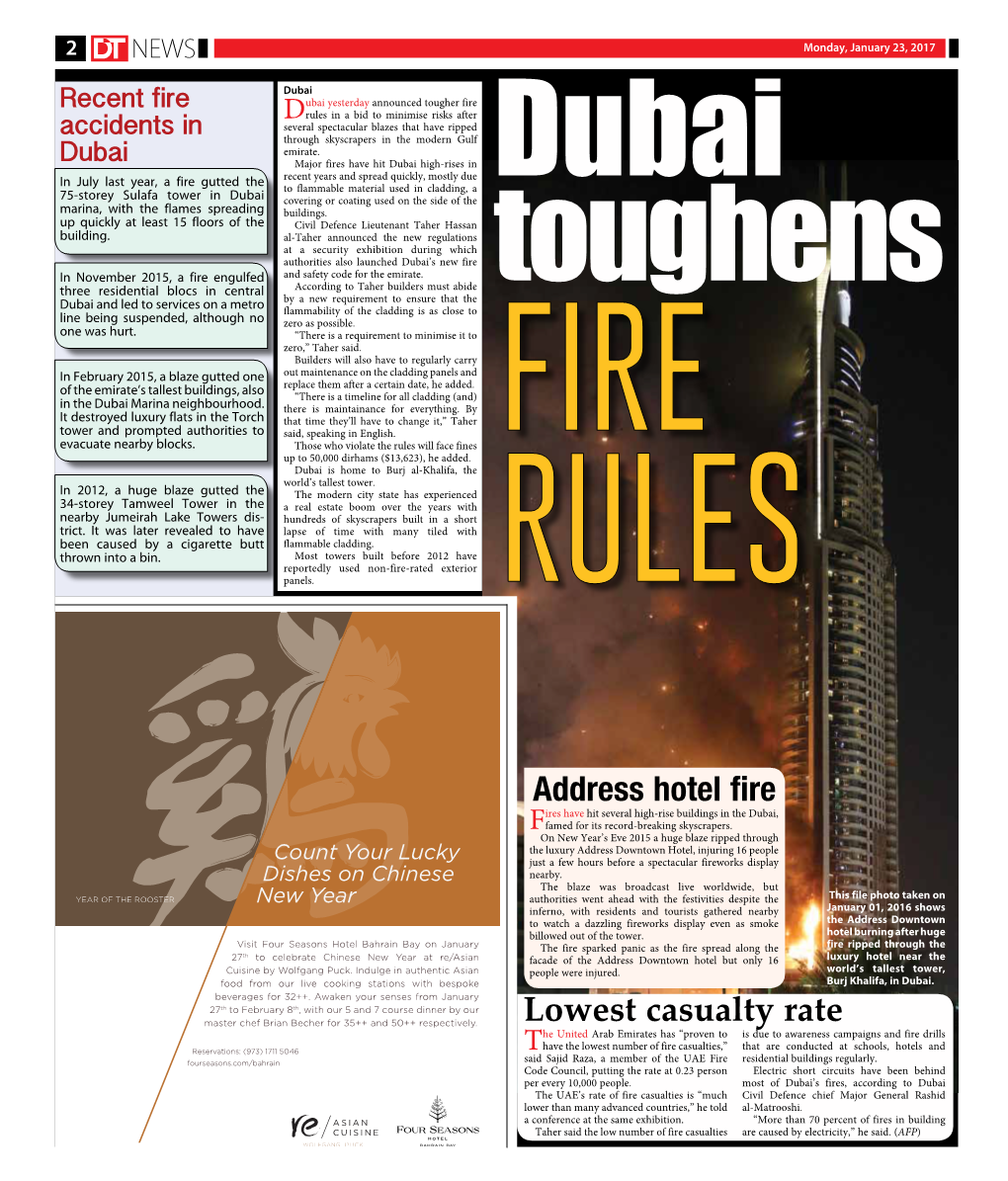 Address Hotel Fire Ires Have Hit Several High-Rise Buildings in the Dubai, Famed for Its Record-Breaking Skyscrapers