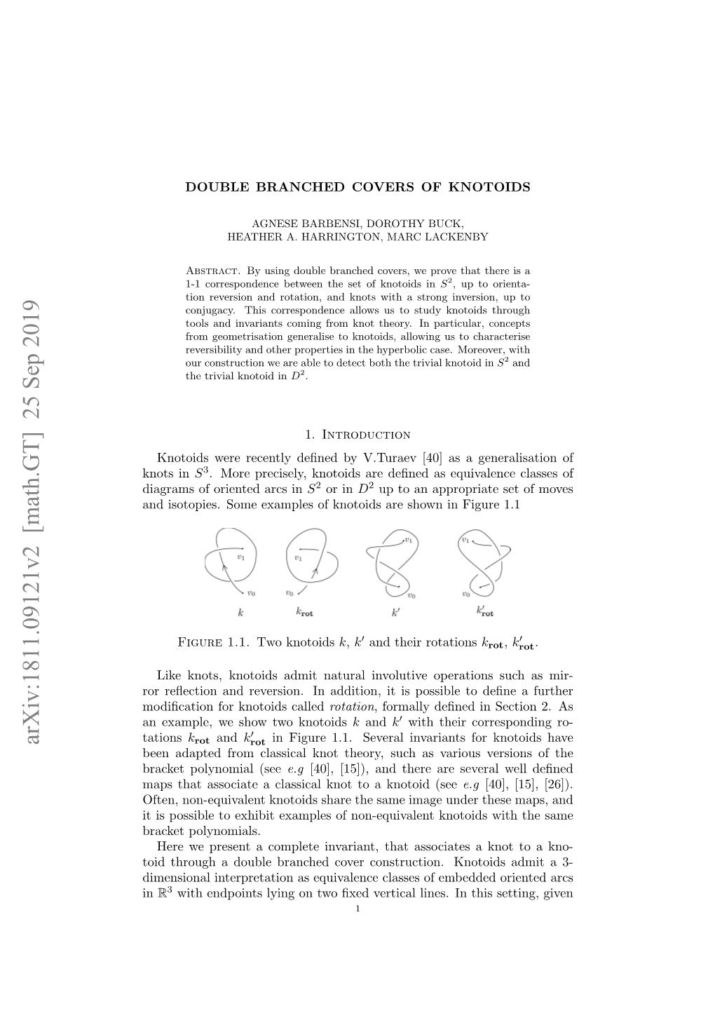 Arxiv:1811.09121V2 [Math.GT] 25 Sep 2019