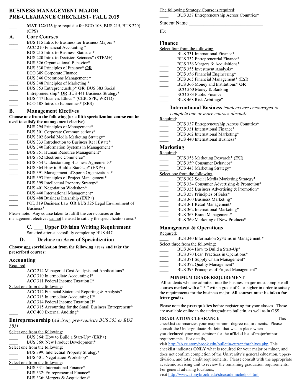 Pre-Clearance Checklist