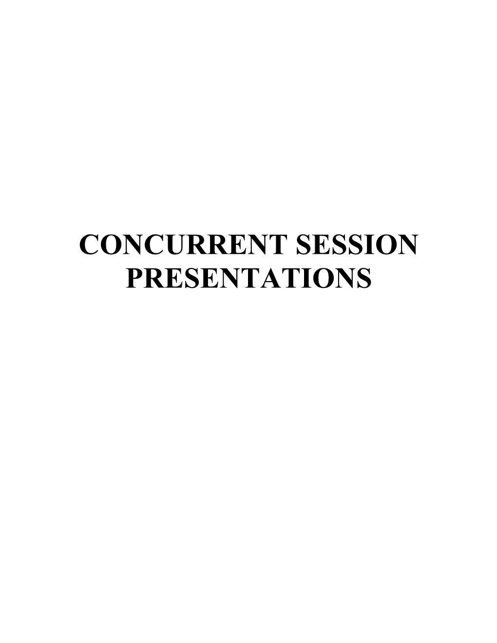Concurrent Session Presentations (Pdf)
