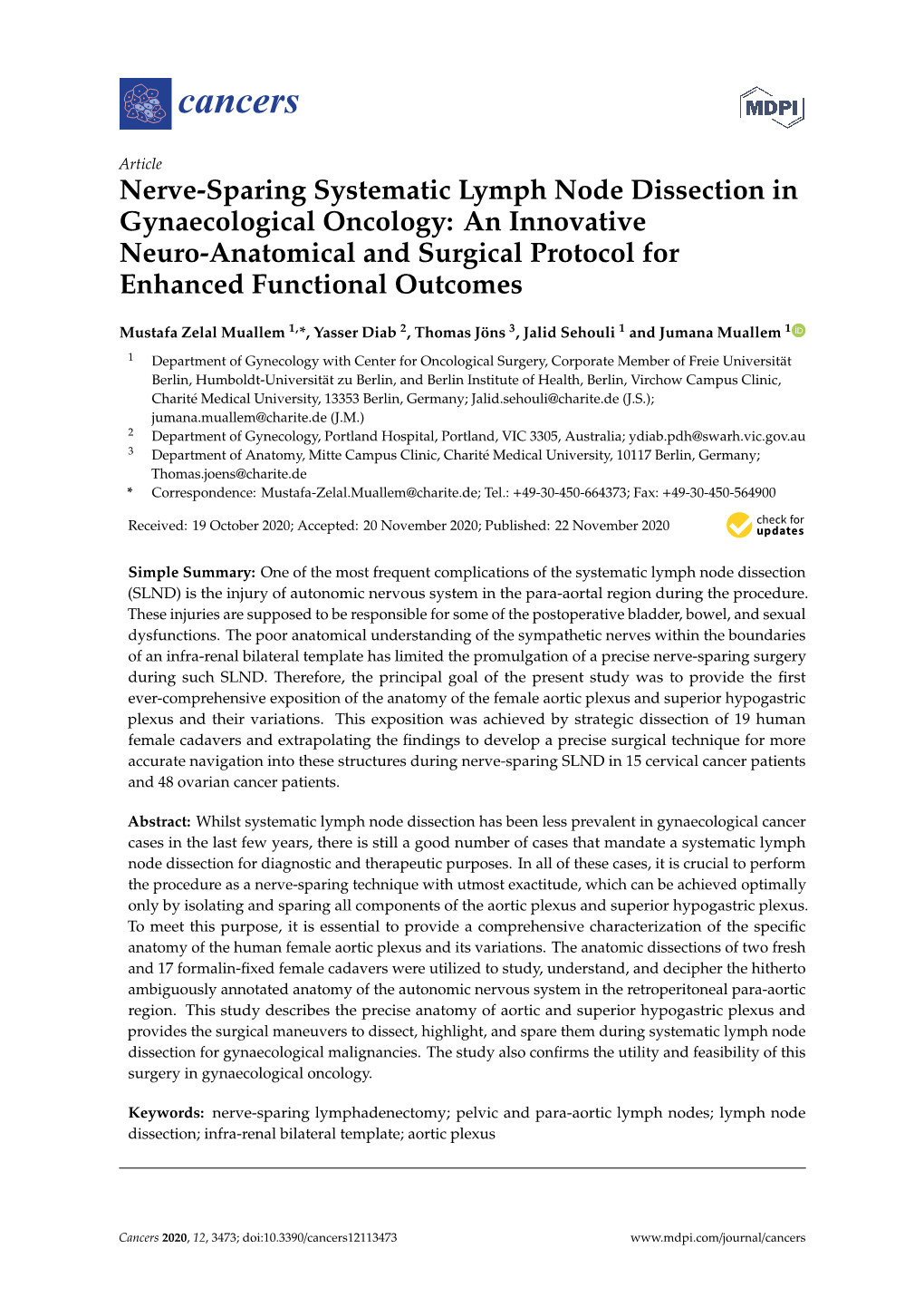 Nerve-Sparing Systematic Lymph Node Dissection in Gynaecological Oncology: an Innovative Neuro-Anatomical and Surgical Protocol for Enhanced Functional Outcomes