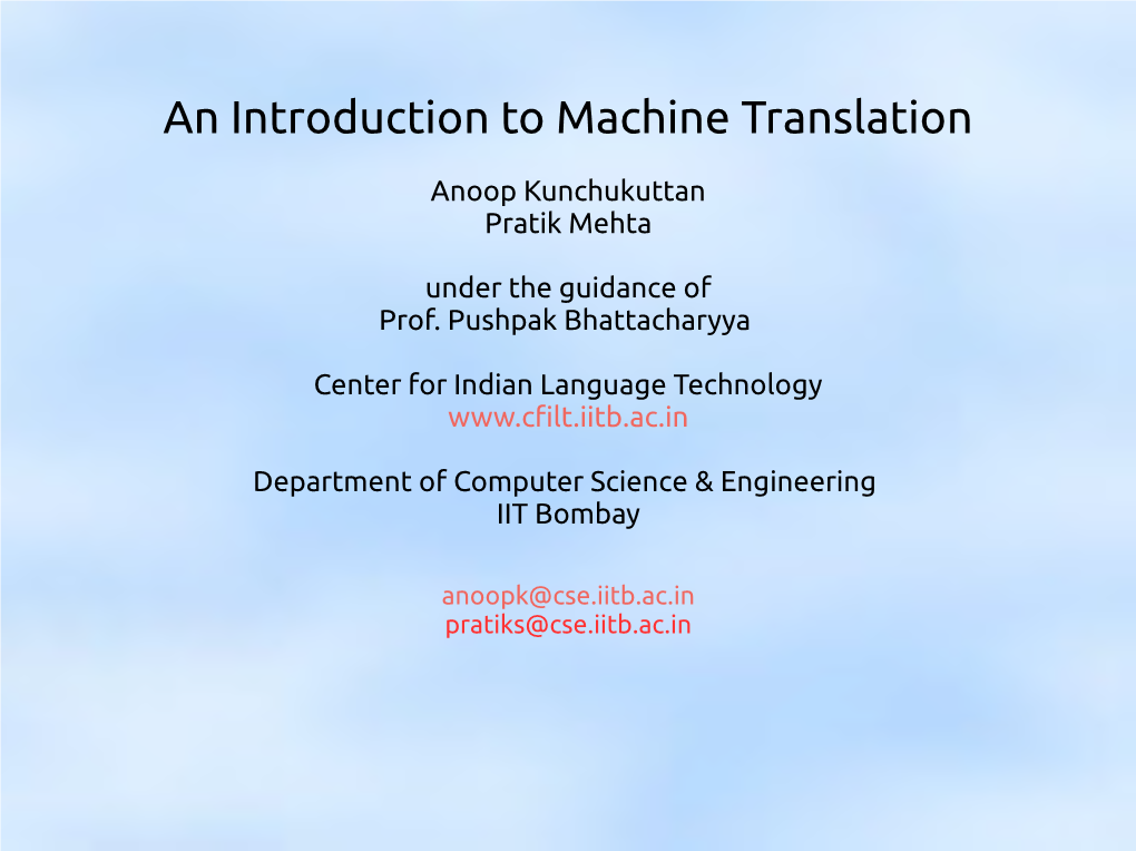 Machine Translation