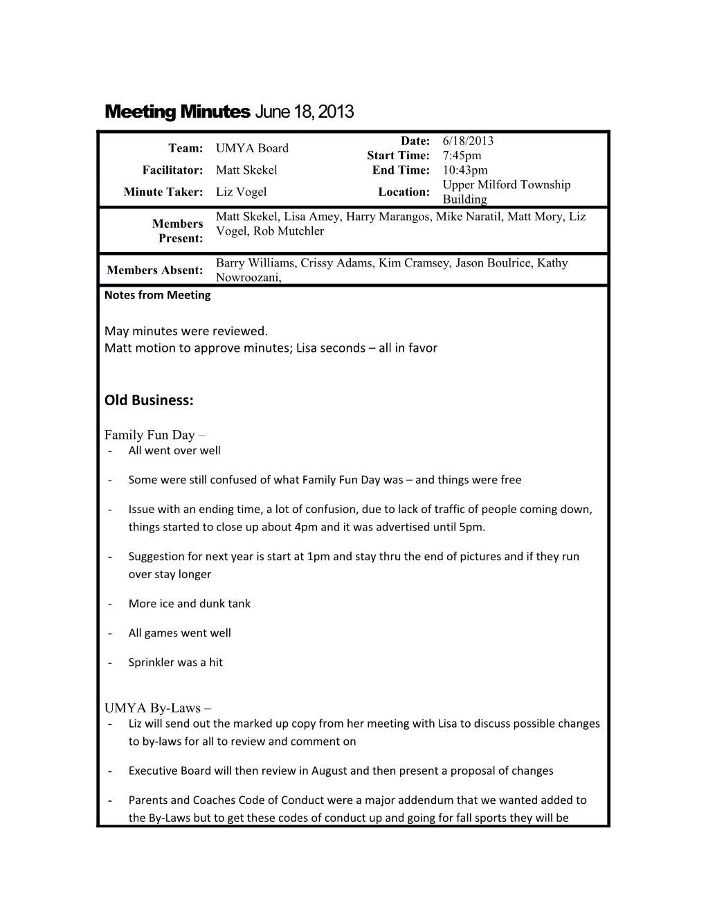 Meeting Minutes Template